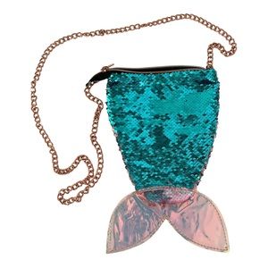 Olivia Miller mermaid bag sequined teal pink chain strap